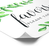 Watercolor Foliage Wedding Favor Sign ポスター (角)