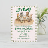Watercolor Forest Animal Birthday Party 招待状 (スタンド正面)