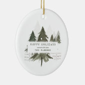 Watercolor Forest Happy Holidays セラミックオーナメント (右)