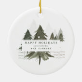 Watercolor Forest Happy Holidays セラミックオーナメント (裏面)