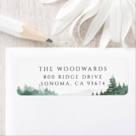 Watercolor Forest Mountain Lake  ラベル