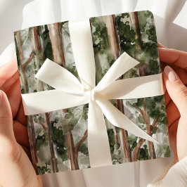 Watercolor Forest Tree Wrapping Paper ラッピングペーパー