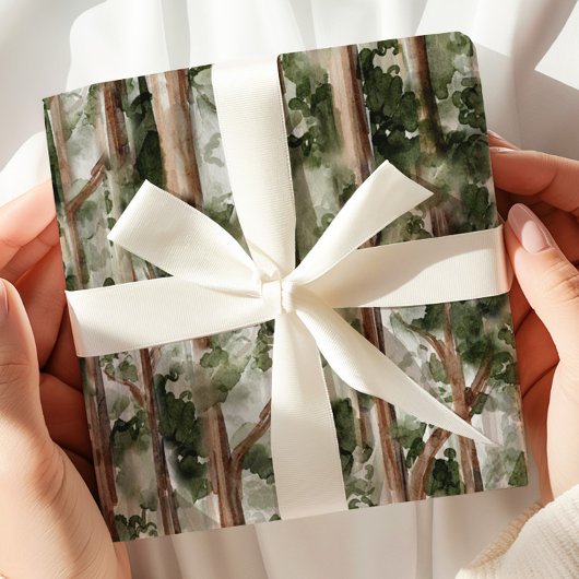 Watercolor Forest Tree Wrapping Paper ラッピングペーパー