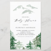 Watercolor Forest Woodland Baby Shower Invitation (正面)