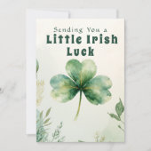Watercolor Four Leaf Clover Greeting Card 招待状 (正面)