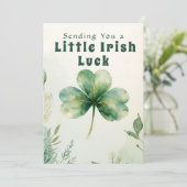 Watercolor Four Leaf Clover Greeting Card 招待状 (スタンド正面)