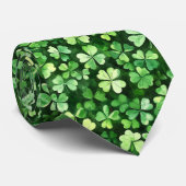 Watercolor Four-Leaf Clover Pattern Lush Green ネクタイ (ロール)