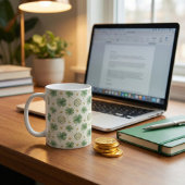 Watercolor Four Leaf Clovers & Celtic Knots コーヒーマグカップ