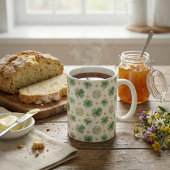 Watercolor Four Leaf Clovers & Celtic Knots コーヒーマグカップ