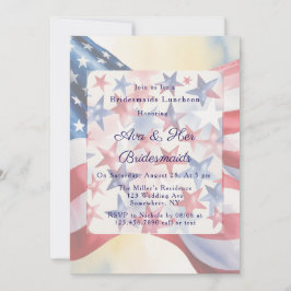 Watercolor Fourth Of July Bridesmaids Luncheon 招待状