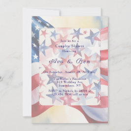 Watercolor Fourth Of July Couples Shower 招待状