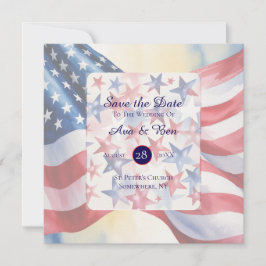Watercolor Fourth Of July Wedding セーブザデート