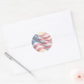 Watercolor Fourth Of July Wedding ラウンドシール (封筒)