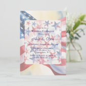 Watercolor Fourth Of July Wedding 招待状 (スタンド正面)