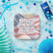 Watercolor Fourth Of July Wedding Paper Plates ペーパープレート (パーティー)