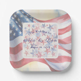 Watercolor Fourth Of July Wedding Paper Plates ペーパープレート