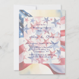 Watercolor Fourth Of July Wedding Shower 招待状
