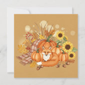 Watercolor fox and pumpkin card カード (正面)