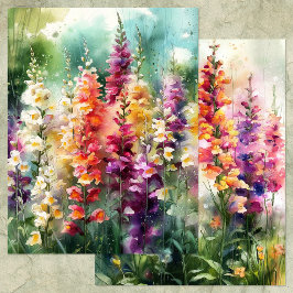 WATERCOLOR FOXGLOVE GARDEN SCRAPBOOK PAPER