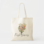 Watercolor Fresh Flowers & Wine Funny トートバッグ (正面)