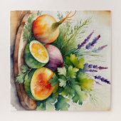 Watercolor Fresh Herbs Citrus Arrangement ジグソーパズル (横)