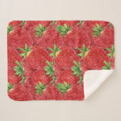 Watercolor Fresh Strawberry Patch Seamless Pattern シェルパブランケット (正面(横))