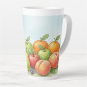 Watercolor Fruit Abundance, Tu Bishvat Background カフェラテマグ (右アングル)