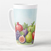 Watercolor Fruit Abundance, Tu Bishvat Background カフェラテマグ (左アングル)