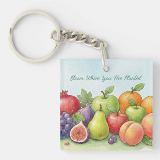 Watercolor Fruit Abundance, Tu Bishvat Background キーホルダー