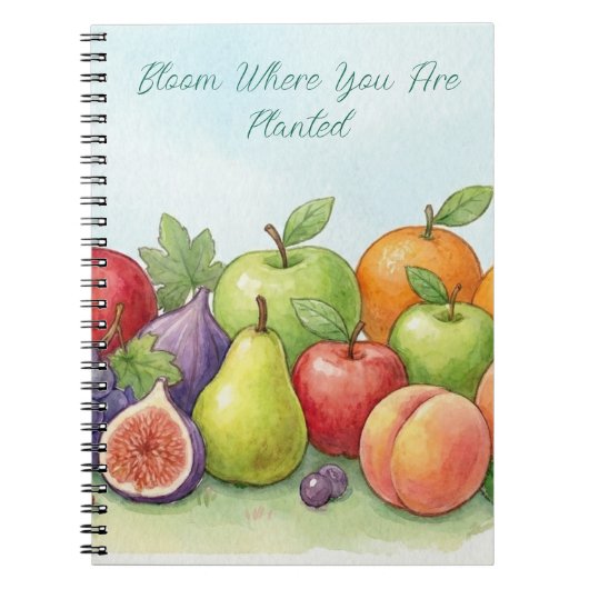 Watercolor Fruit Abundance, Tu Bishvat Background ノートブック (正面)