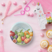 Watercolor Fruit Abundance, Tu Bishvat Background ペーパーボウル (パーティー)