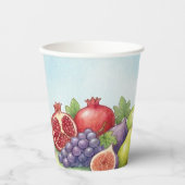 Watercolor Fruit Abundance, Tu Bishvat Background 紙コップ (正面)