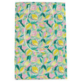  Watercolor Fruit Pattern | Vibrant Citrus ミディアムペーパーバッグ (正面)