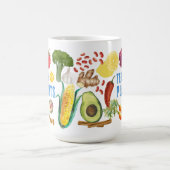 Watercolor Fruit Veggie Collage Vegetarian Vegan コーヒーマグカップ (中央)