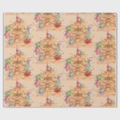 Watercolor Fun Cat Wrapped up in Christmas ラッピングペーパー (フラット)