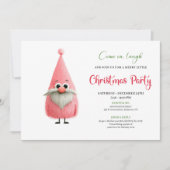 Watercolor funny pink mad santa party invite 招待状 (正面)