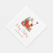 Watercolor Funny Santa Custom Christmas Napkins スタンダードランチョンナプキン (角)