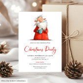 Watercolor Funny Santa Personalized Party Invite 招待状