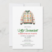 Watercolor funny ugly sweater party invite 招待状 (正面)