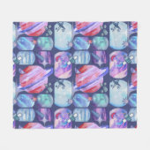 Watercolor Galaxy Patchwork フリースブランケット (正面(横))