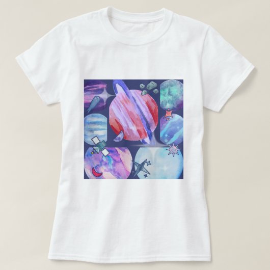 Watercolor Galaxy Patchwork Tシャツ (デザイン正面)