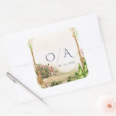 Watercolor Garden Arch Monogram Wedding スクエアシール (封筒)