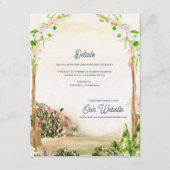 Watercolor Garden Arch Romantic Wedding Details エンクロージャーカード (正面)