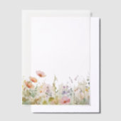 Watercolor Garden Flower Border ベラム紙招待状 (オフセット)