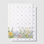 Watercolor Garden Flower Border ベラム紙招待状 (オフセット (招待状))