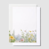 Watercolor Garden Flower Border ベラム紙招待状 (オフセット)