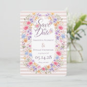 Watercolor Garden Flower Frame Wedding Invitation セーブザデート (スタンド正面)