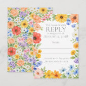 Watercolor Garden Flower Wedding Invitation 出欠カード (正面/裏面)