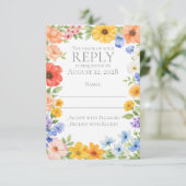 Watercolor Garden Flower Wedding Invitation 出欠カード (スタンド正面)