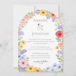 Watercolor Garden Flower Wedding Invitation 招待状